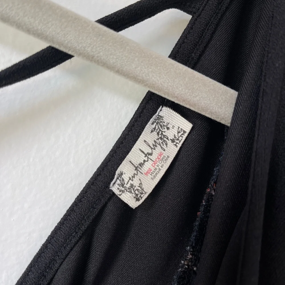 Rare! Free People Floral and Black Organza Puff Sleeve Bodysuit - Picture 3 of 4